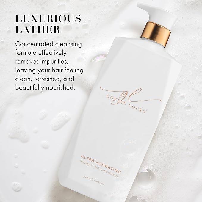 Goldie Locks Ultra Hydrating Shampoo - Sulfate-Free Moisturizing Formula - Maintains Texture and Shine - Safe for Extensions and Color-Treated Hair - Protein-Free - 33.8 fl oz