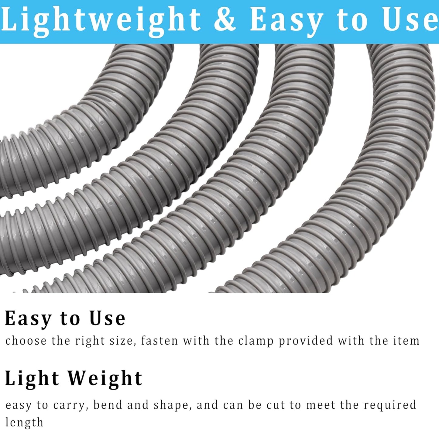 Dust Collection Hose 2 in × 20 ft Heavy Duty Flexible PVC Reinforced Thicken Helix Suction Discharge Corrugated Pipe Hose for Fume Dust Collector Fitting Wood Chip Saw (2 inch gray hose)