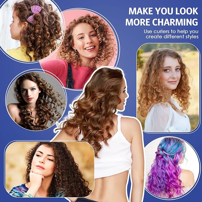Chuangdi 20 Pcs Flexible Curling Rods Twist Foam Hair Rollers Soft Foam Hair Rods Rollers Curlers and Pintail Comb for Women Long and Short(0.31 x 9.4 Inch,Royal Blue)