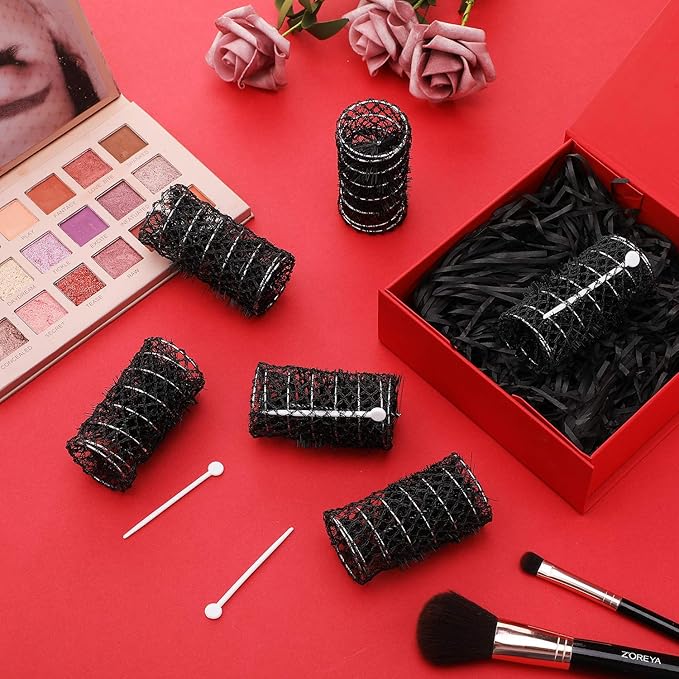 Willbond 20 Pack Vintage Brush Rollers for Hair with Picks Medium Wire Mesh Rollers for Women Effortless Curls and Waves Flexible Locking Pins Small Curls(Black,2.5 x 1.4 Inch)