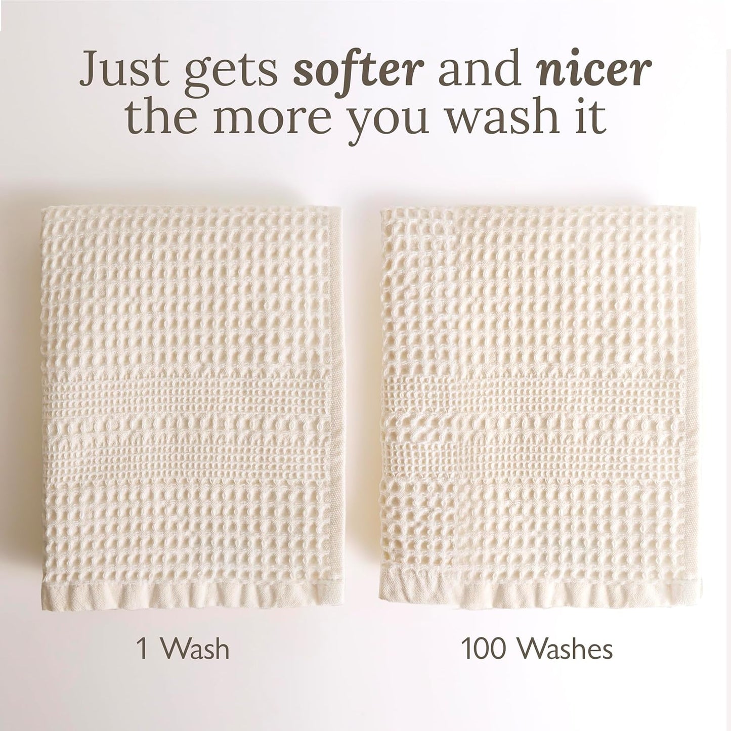 GILDEN TREE Waffle Towel Set Quick Dry Thin | 2 Bath Towels | 2 Hand Towels | 2 Washcloths, Classic Style (Pewter)