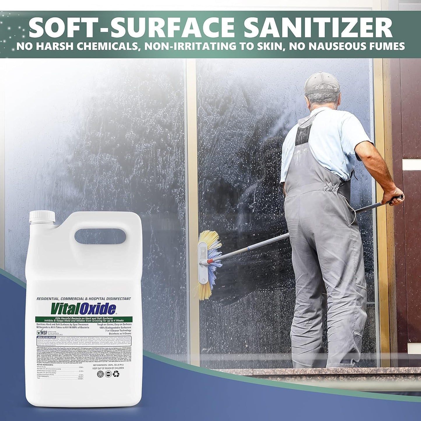 Vital Oxide Disinfectant, Deodorizer, Cleaner, Food-Contact Sanitizer, Virucide – (EPA registration #82972-1) – Kills Mold & Mildew, Eliminates Odors – 1 Gallon + 32oz Spray Bottle