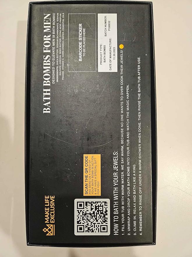 Bath Bombs for Men, Diamond Shape, Gifts for Men, 8 Large 5oz Bombs, 100% Natural Products & Essential Oils, Soak in, Bubble Bath