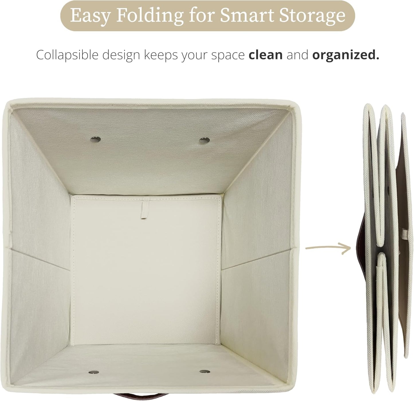 DECOMOMO Storage Baskets, 13x15x13 Storage Cube Bins with Labels for Organizing Shelves Kallax (Kallax / 4pcs, Beige)