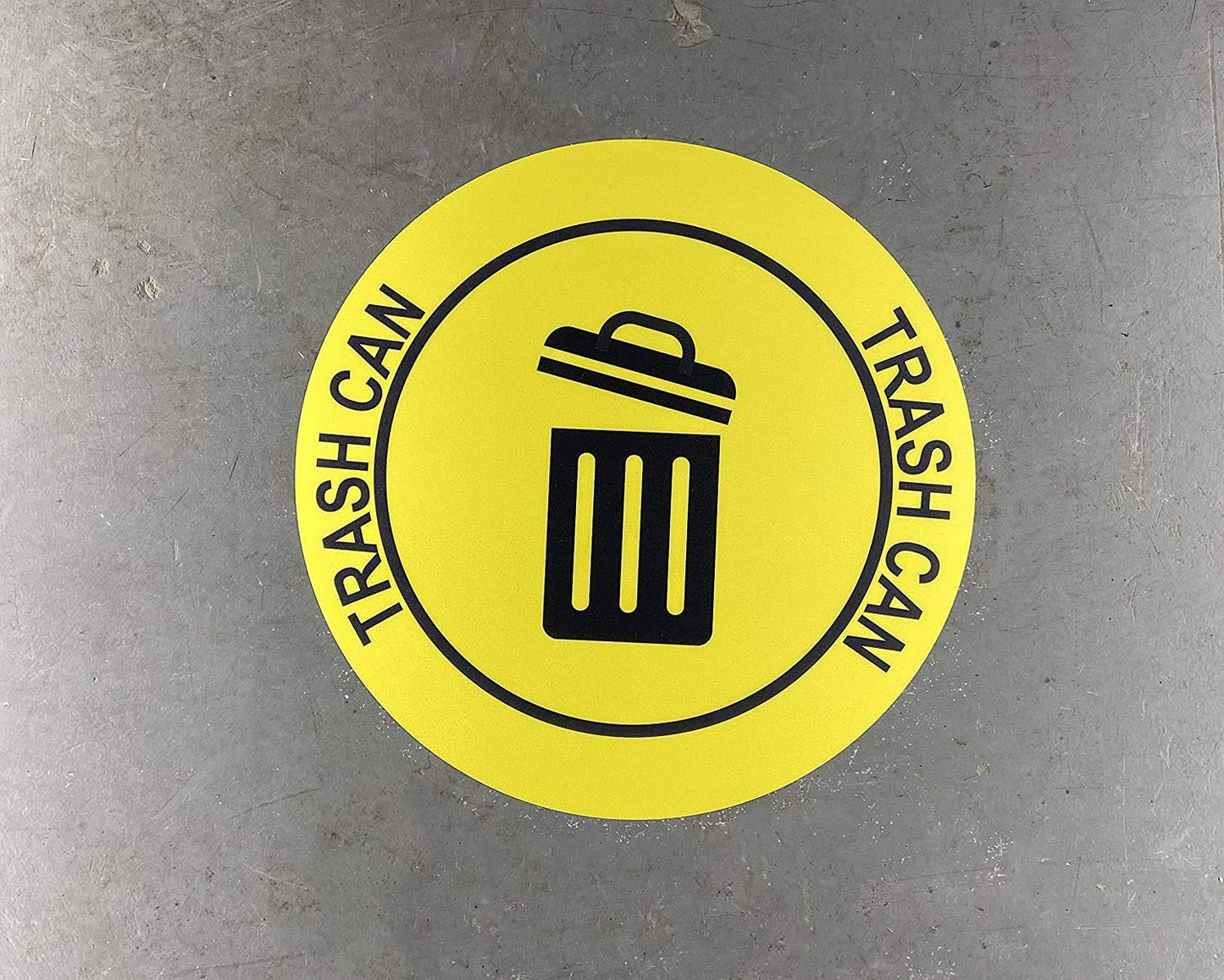 "Trash Can" Durable Laminated Vinyl Floor Sign- Sign by Graphical Warehouse- 5S Safety and Security Signage, Visual Communication Tool (18", Yellow/Black)