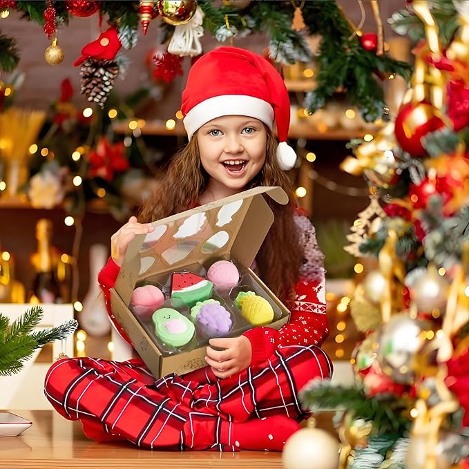 Bath Bombs for Teen Girls Boys– Fruit Shaped, Handmade Natural & Non-Toxic with Surprise Inside, Colorful Fun Bath Stuff for Kids Ages 3+