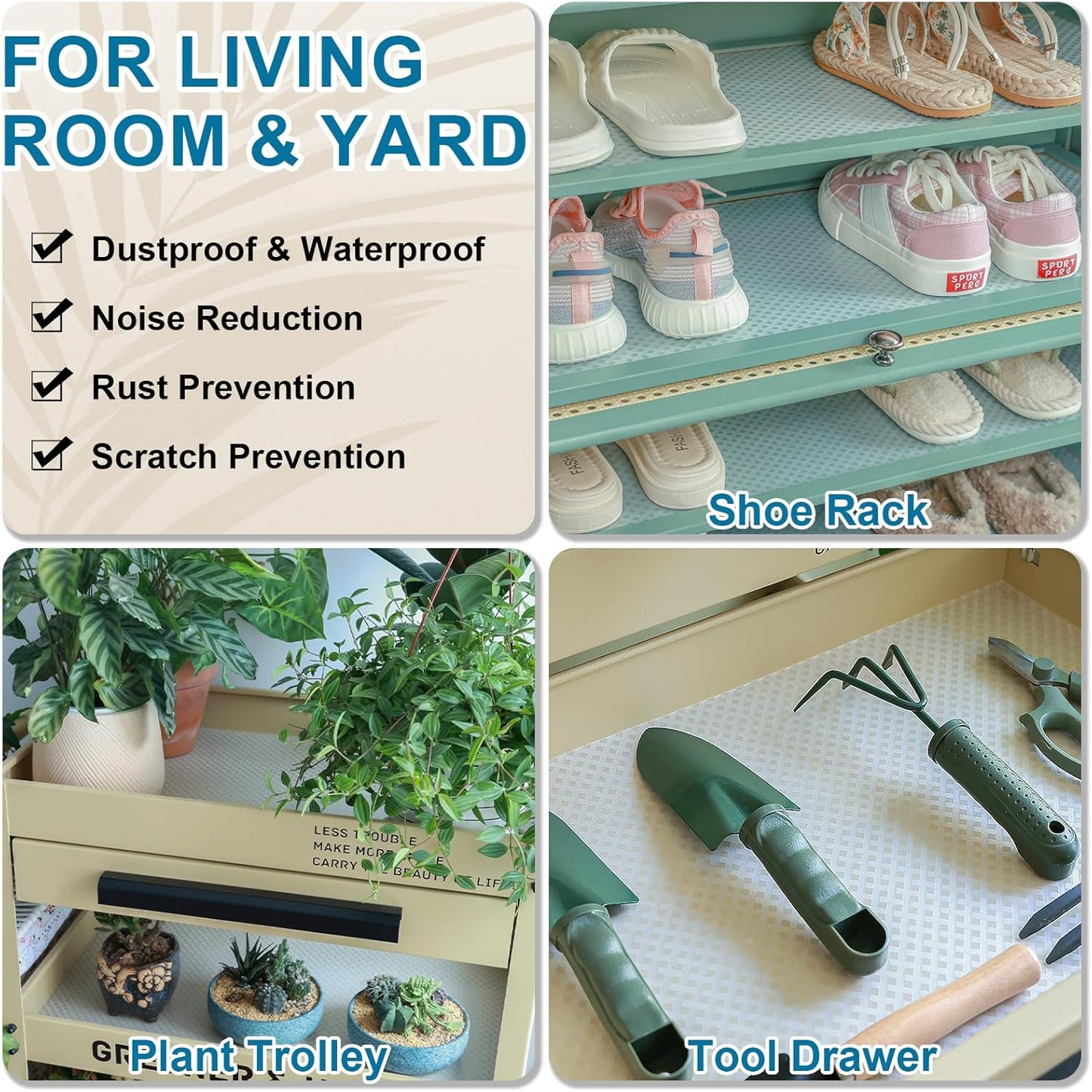 Shelf Liners 14 in x 20 ft EVA Drawer Mats, Non-Adhesive Cupboard Protector, Kitchen Cabinet Lining Fridge Liner (Clear Crossed Stripe, 35.6x610cm)