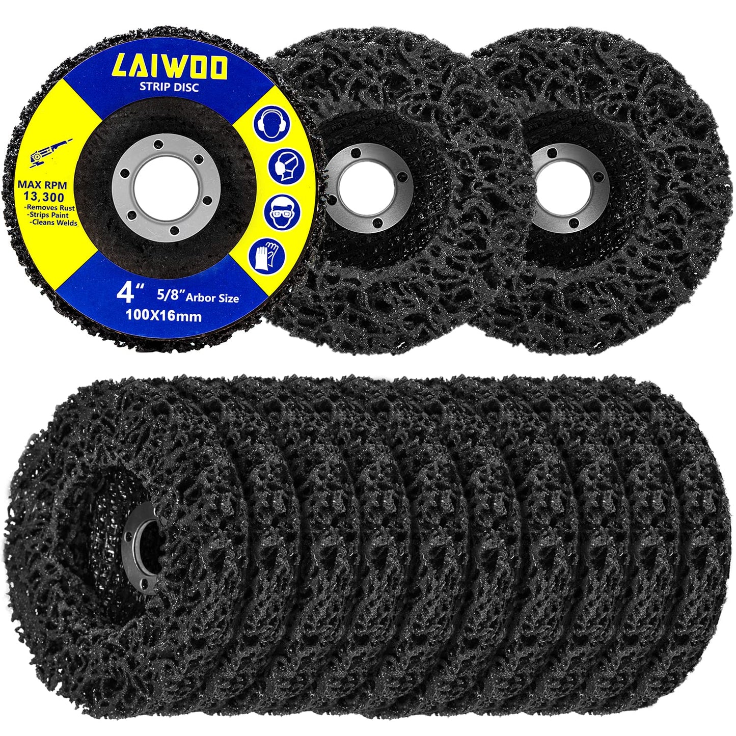 10 Pack Strip Disc Wheel for Angle Grinders Stripping Wheel, Paint Stripping Disc, Poly Abrasive Wheel for Metal Rust Welds, Oxidation, Paint Remover (4'' x 5/8'')