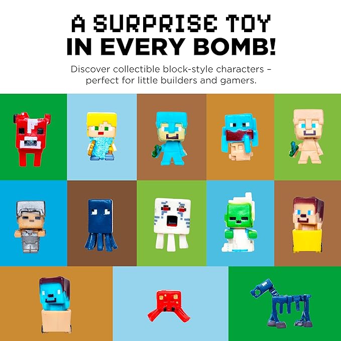 TNT Creeper Bath Bomb for Kids with Block Builder Surprise Figure Inside (1 Pack) – Large Fizzy Bubble Mine Bomb for Boys & Girls – Fruity Scent, Skin-Safe, Made in USA - by Two Sisters