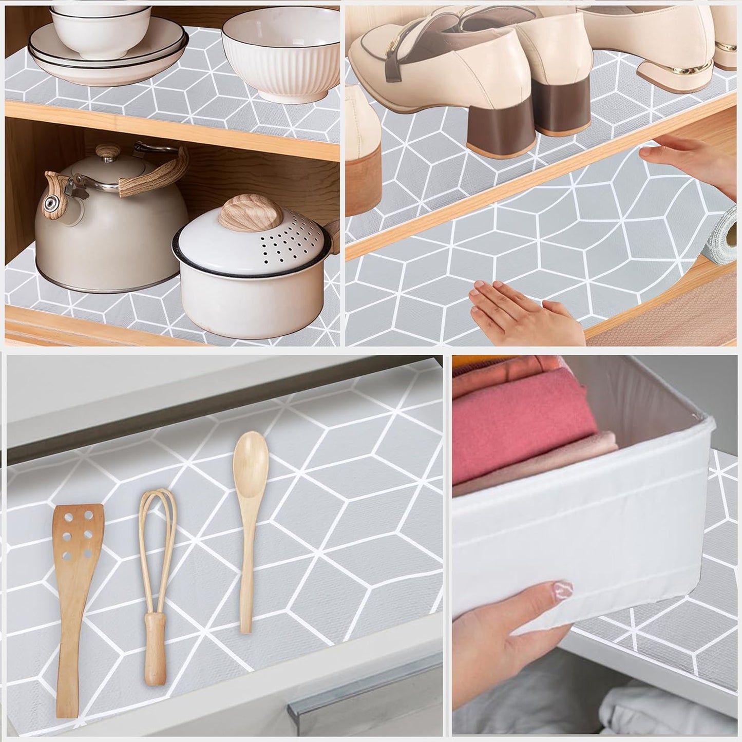 Shelf Liners 18 Inch Wide X 20 Ft Non Adhesive Kitchen Cabinet Drawer Liner Non Slip Water Oil-Proof Strong Grip Pantry Shelves Mat for Bathroom Cupboard Closet Refrigerator
