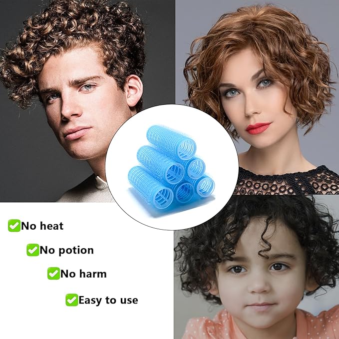 ZMD 18Pcs Self Grip Small Hair Curlers Rollers, Plastic Hair Curlers Heatless Salon Hairdressing Curlers DIY Curly Hair-Accessories for Women Girls Short Medium Thick Hair (0.8 x 2.4 Inch)