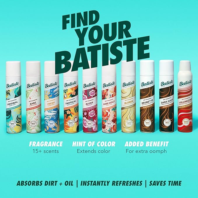 Batiste Dry Shampoo, Original Fragrance Classic Clean, Refresh Hair and Absorb Oil Between Washes, Waterless Shampoo for Added Hair Texture and Body, 5.71 oz