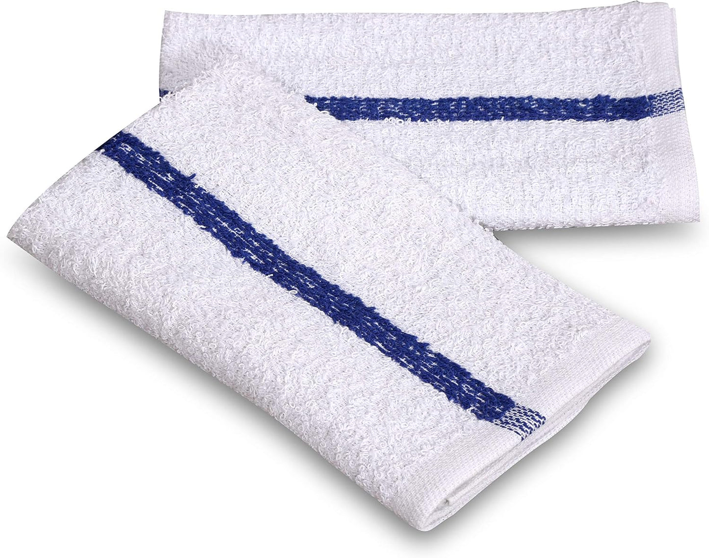 GOLD TEXTILES 60 PC New Cotton Blend White Restaurant Bar Mops Kitchen Towels 28oz (5 Dozen) (60, Blue Stripe)