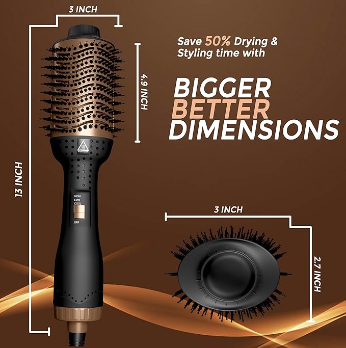 IYASA Oval Blow Dryer Brush, Hot Air Brush for Smooth, Frizz-Free Hair, One-Step Hair Dryer & Volumizer, Professional Salon Quality, Ionic Blow Dryer Styler for All Hair Types, Anti-Frizz