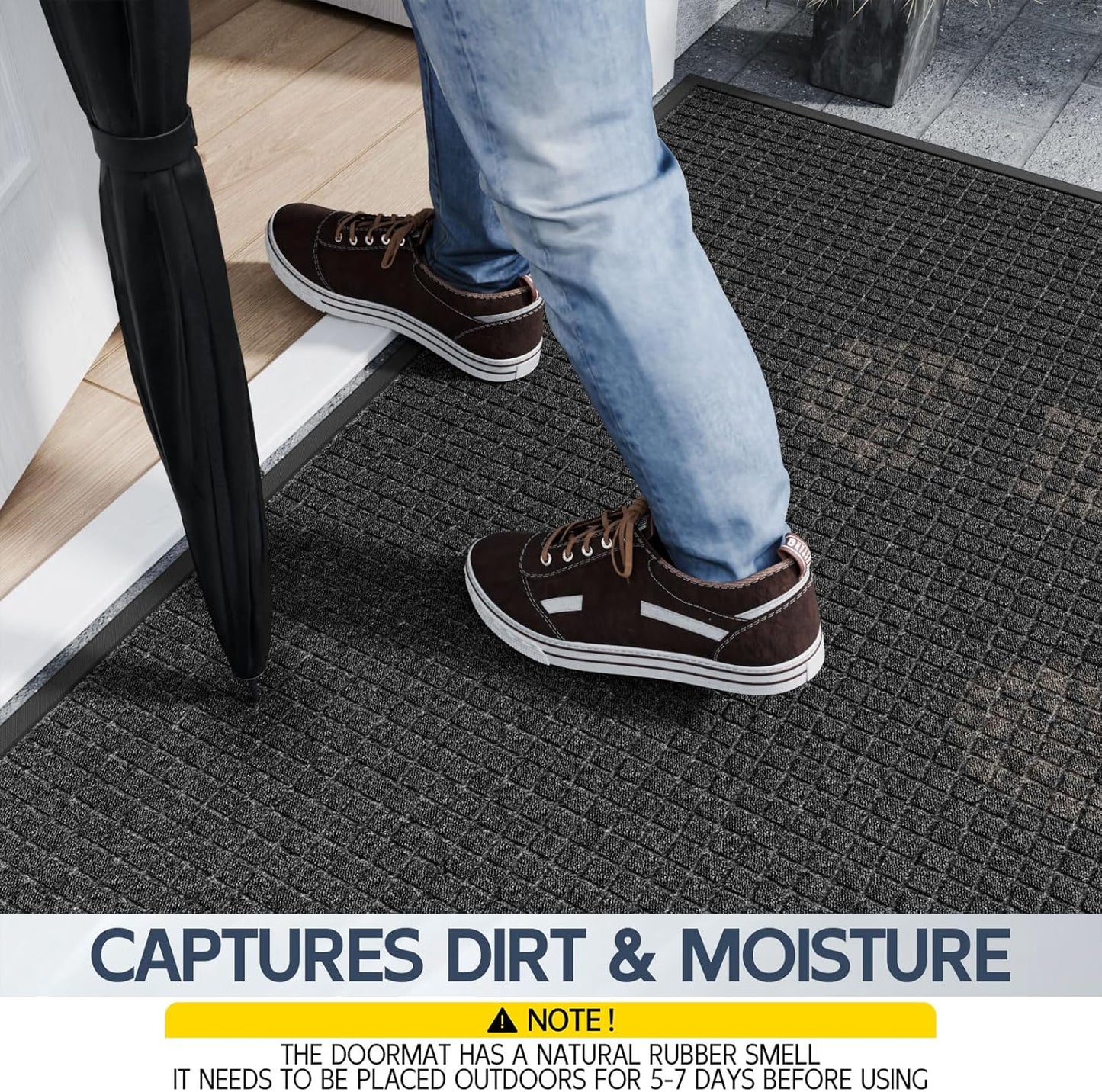 Indoor Outdoor Front Door Mats, 60" x 36" Rubber Backing Non Slip Durable Welcome Floor Mats for Patio, Garage Entrance, Stain and Fade Resistant Commercial Doormats for High Traffic