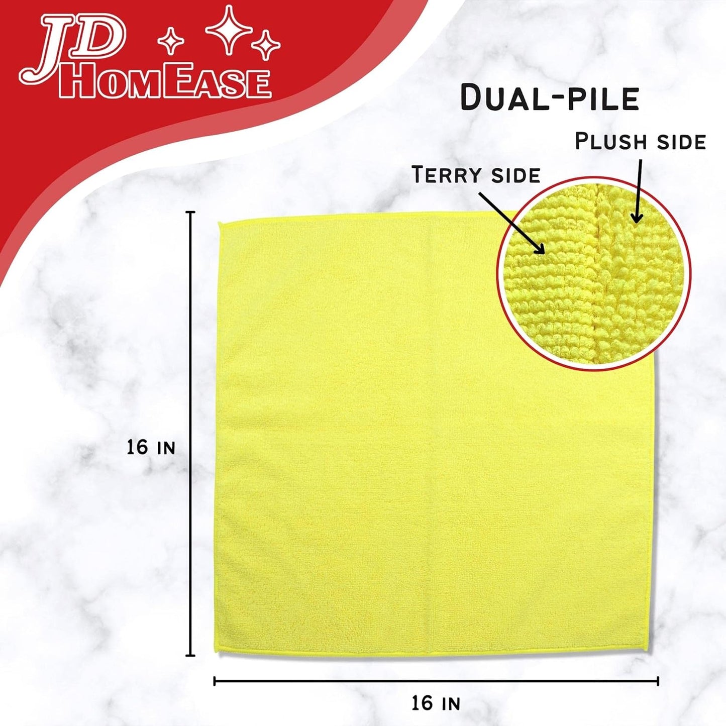 Microfiber Cleaning Cloths,120 Pack, 16"x16", All-Purpose, Softer, Highly Absorbent, Lint-Free, Reusable, Washable Pro Towels, Yellow, for House, Kitchen, Bathroom, Car, Office