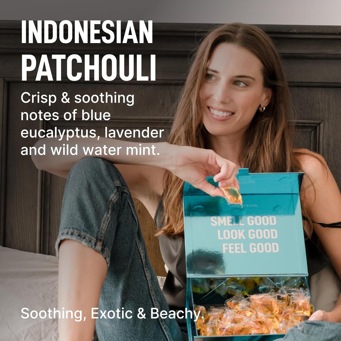 Laundry Sauce - Signature Bundle Indonesian Patchouli, Scented Laundry Detergent Pods & Scent Booster, Fabric Softener, Dryer Sheets, Fabric Protection, Essential Oils, Long Lasting Luxury Fragrance