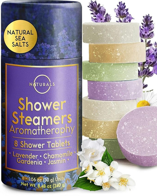 Shower Steamers Aromatherapy - Birthday Gifts for Women and Men - Shower Bombs Aromatherapy, Spa Day Essentials, Relaxation Spa Gifts - Self Care Stocking Stuffers (Lavender 8 Count)