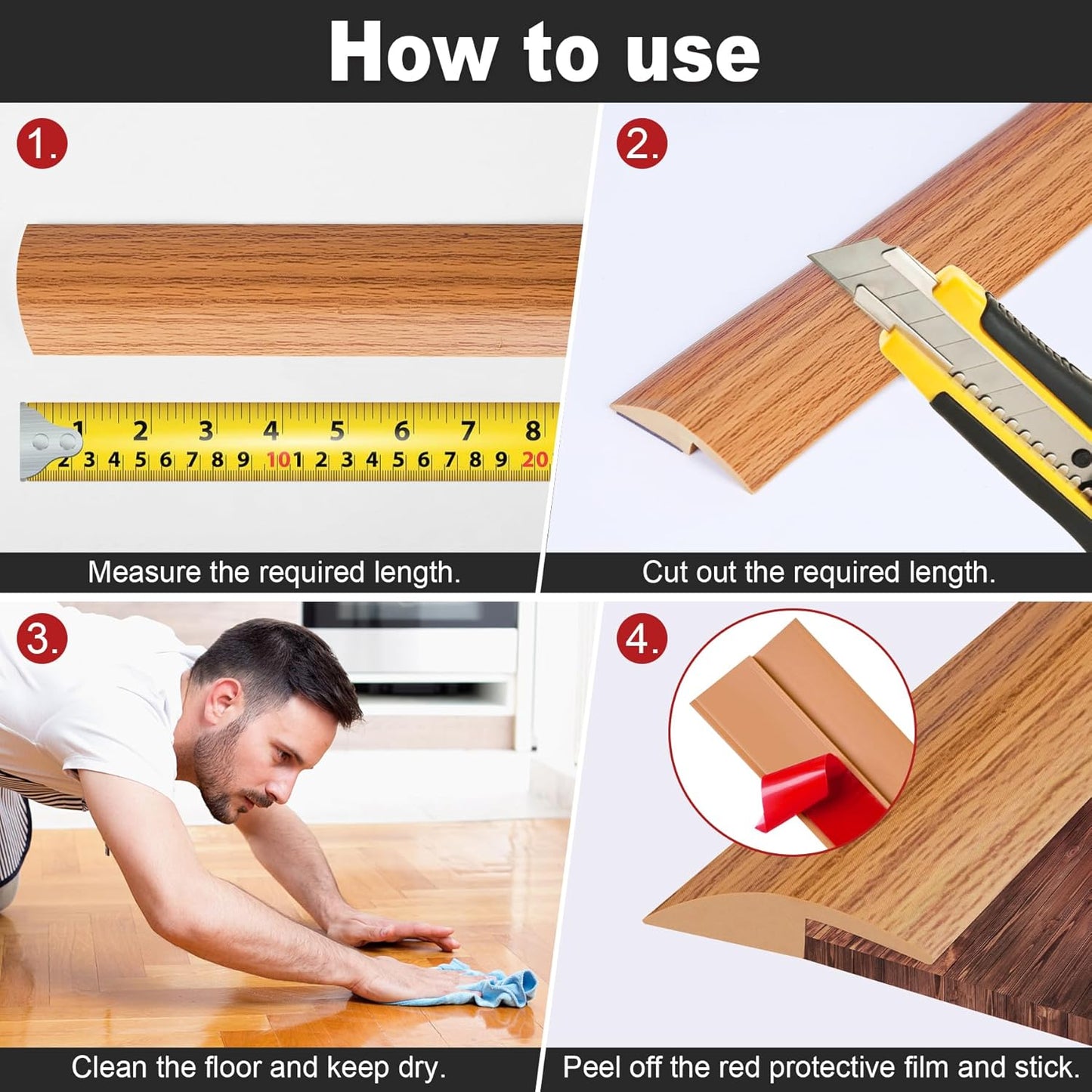 10Ft Carpet Floor Transition Strip, Self Adhesive Floor Edging Trim Strip, PVC Threshold Cover for Doorway, Floor Divider Strip Suitable for Threshold Height Less Than 5 mm - Light Brown Coffee