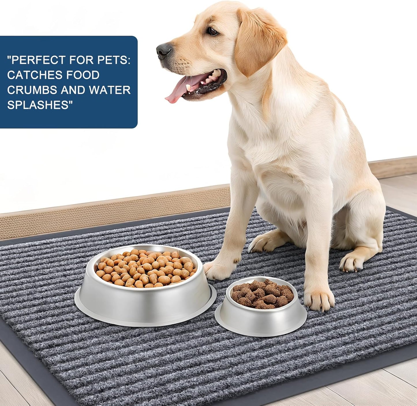 OLANLY Front Door Mat Indoor Outdoor Entrance, Waterproof Heavy Duty Doormat, Fade Resistant, Low Profile, Easy Clean Patio Porch Welcome Floor Mats for Entry, 47x32, Light Gray