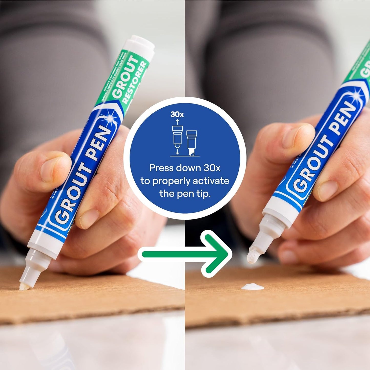 Grout Pen Tile Paint Marker: Waterproof Grout Paint, Tile Grout Colorant and Sealer Pen - Narrow 5mm, 2 Pack with Extra Tips (7mL) - Winter Grey