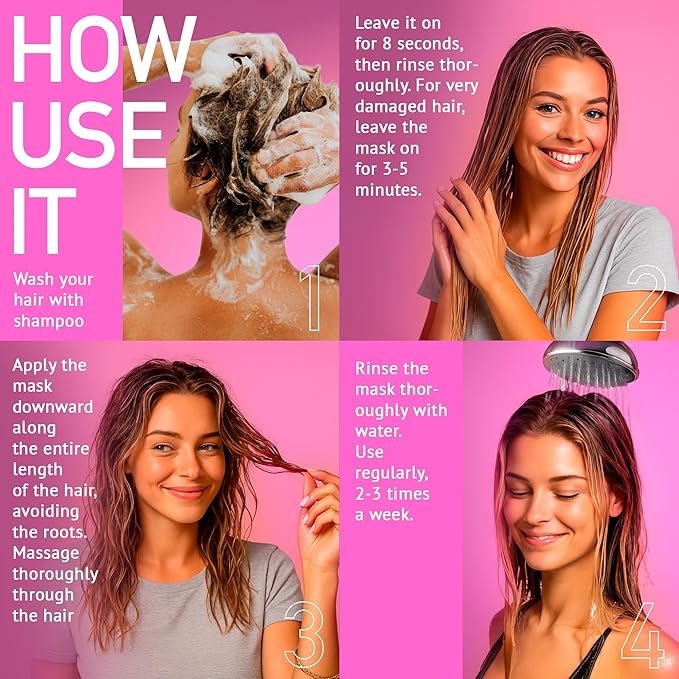 8-Second Hydrating Hair Mask Spray - Rinse-Out Deep Keratin Treatment for Dry, Damaged, Frizzy, & Color-Treated Hair – Anti-Frizz Detangler for Silky, Glossy, Smooth Results, 6.75 oz.
