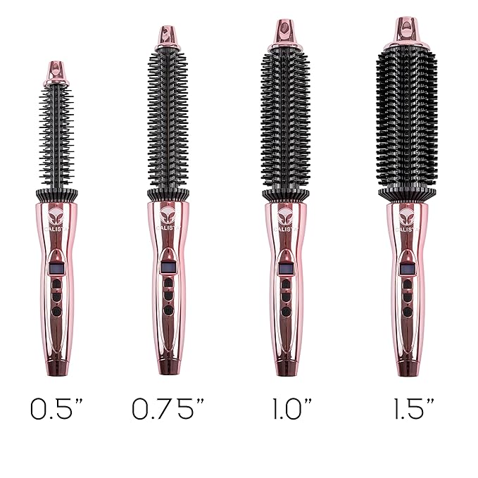CALISTA Perfecter Pro Heated Round Brush | Lift, Volumize, and Style with No Heat Damage for Healthier-Looking Hair | 1.0" for Shoulder Length Styles | Dual Voltage & Adjustable Temp (1.0, Rose Gold)