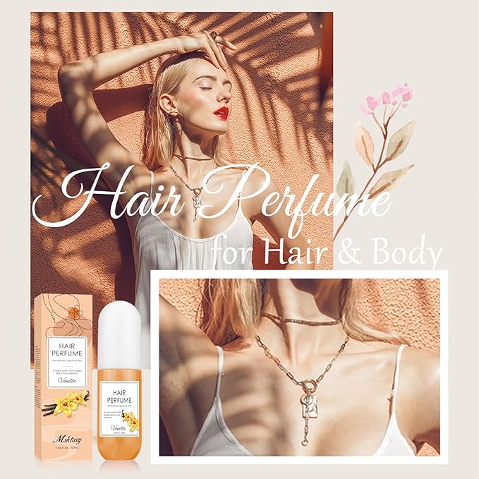 Hair Perfume for Women, Long Lasting Fragrance Hair & Body Perfume Mist, Vanilla Pheromone Spray for Hydrating Hair Shine & Frizz Control, Hair Perfume Oil for Odors Remove, 50ml