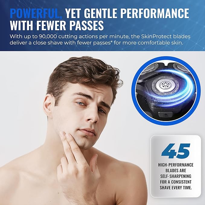 Philips Norelco Electric Shavers for Men, Rechargeable Wet/Dry Electric Shaver with SenseIQ Technology, Cordless Electric Razors for Men with Pop-up Trimmer, Travel Case