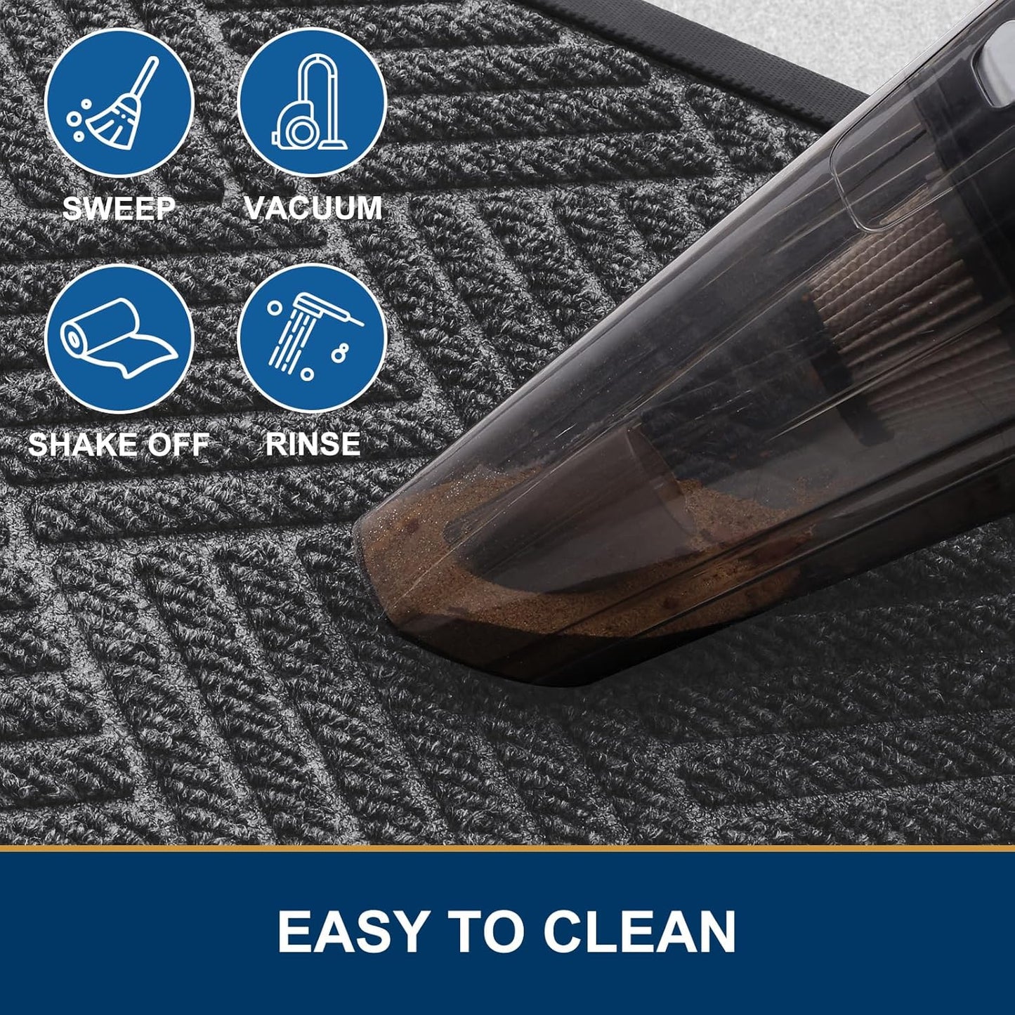 Smiry Front Door Mat Outside Entrance, Heavy Duty Outdoor Indoor Mat, Natural Rubber Doormat, Non Slip, Trap Dirt and Moisture, Easy Clean, Low Profile Patio Porch Entryway Mat, 59x35, Light Grey