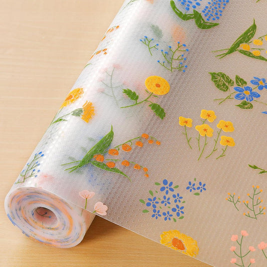 INNOLITES Non-Slip Shelf Liner – Cabinet & Drawer Liner Non-Adhesive – Waterproof Oil-Proof – Durable EVA with Floral for Kitchen Cabinets Refrigerator – BPA-Free, Easy to Cut 23.6" x 360"