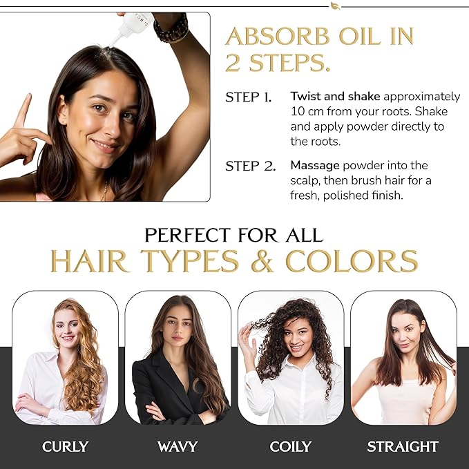 DARCASE Airluxe Dry Shampoo Powder – Non-Aerosol Oil Absorbing & Hair Refreshing Dry Shampoo with Argan Oil, Aloe Vera & Oat Extract – Talc-Free & Fragnance Free Powder Shampoo for Women & Men – 6.5oz