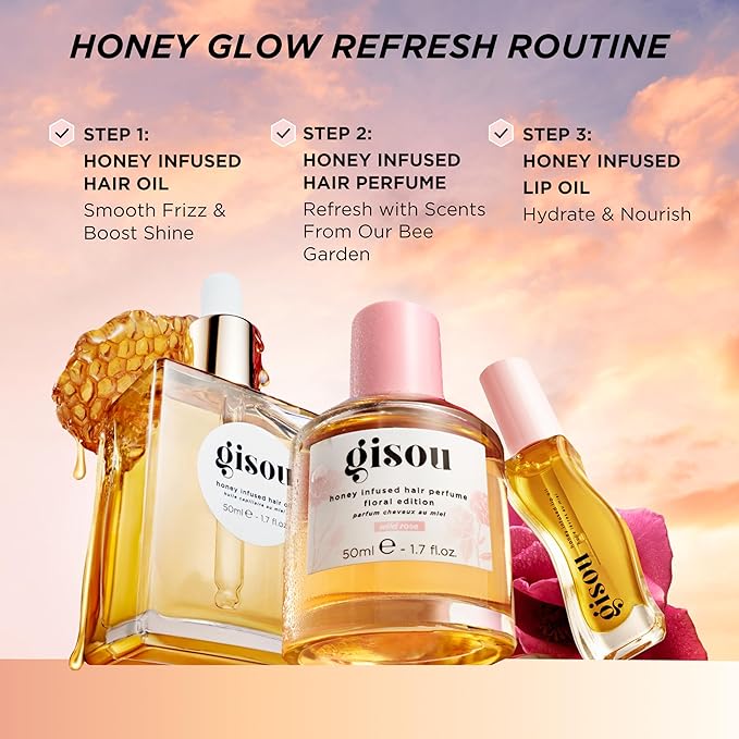 Gisou Honey Infused Hair Perfume Floral Edition - Wild Rose, A Wild Elegant Fragrance with a Romantic and Sensual Scent, Nourishing and Hydrating Hair Shine Spray (1.7 fl oz)