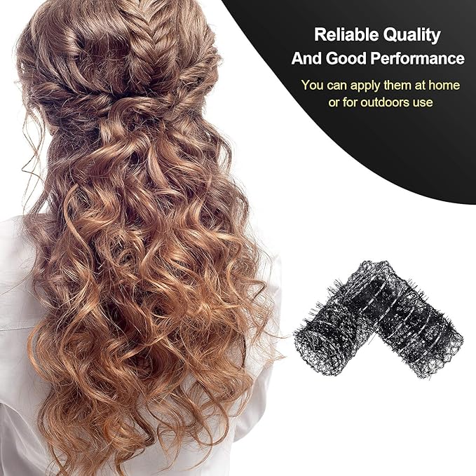 Willbond 20 Pack Vintage Brush Rollers for Hair with Picks Medium Wire Mesh Rollers for Women Effortless Curls and Waves Flexible Locking Pins Small Curls(Black,2.5 x 1.4 Inch)