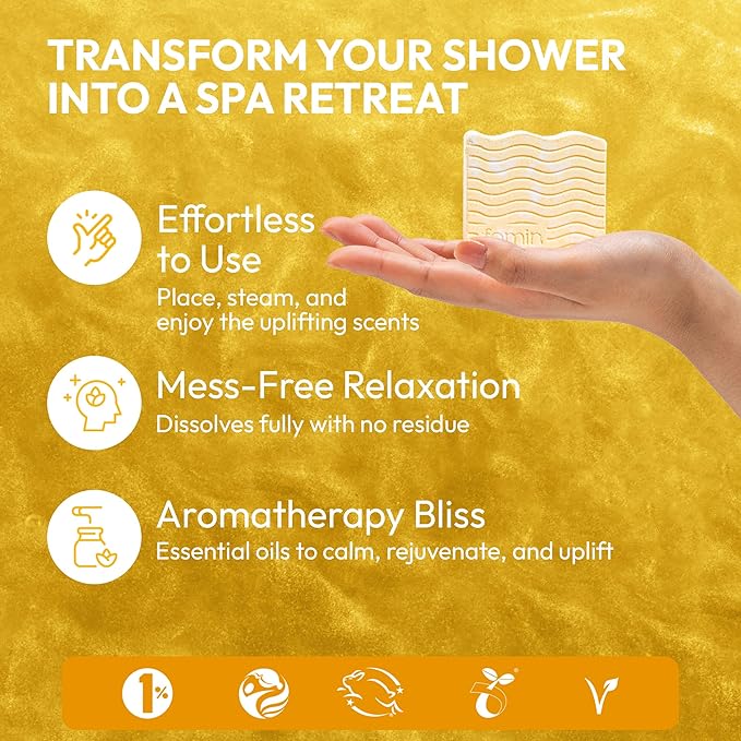 FOMIN Aromatherapy Shower Steamers - 12 Count - Spiced Orange Bath Bombs with Essential Oils for Stress Relief & Relaxation - Self Care, Spa Gifts for Women and Men - Shower Aroma for Body Wellness