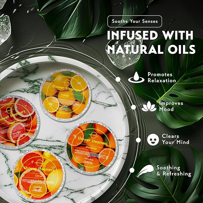 Shower Steamers Aromatherapy - Birthday Gifts for Women - Shower Bombs Aromatherapy, Spa Day Essentials, Relaxation Spa Gifts - Self Care Unique Gifts for Women and Men (Citrus 8 Count)