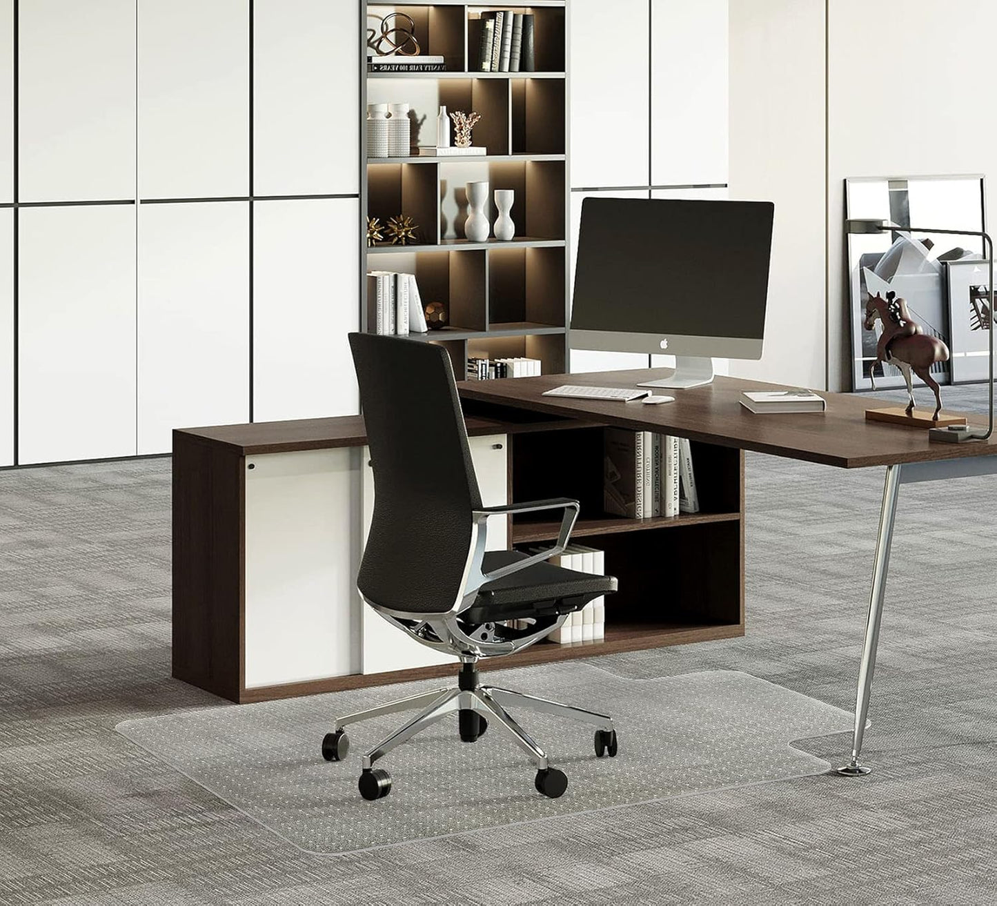FuturHydro Desk Chair Mat for Flat to Low Pile Carpets, 45" x 53" Clear Office Home Floor Protector Mat, Transparent Mats for Office, Home and Gaming Floors (with Lip)