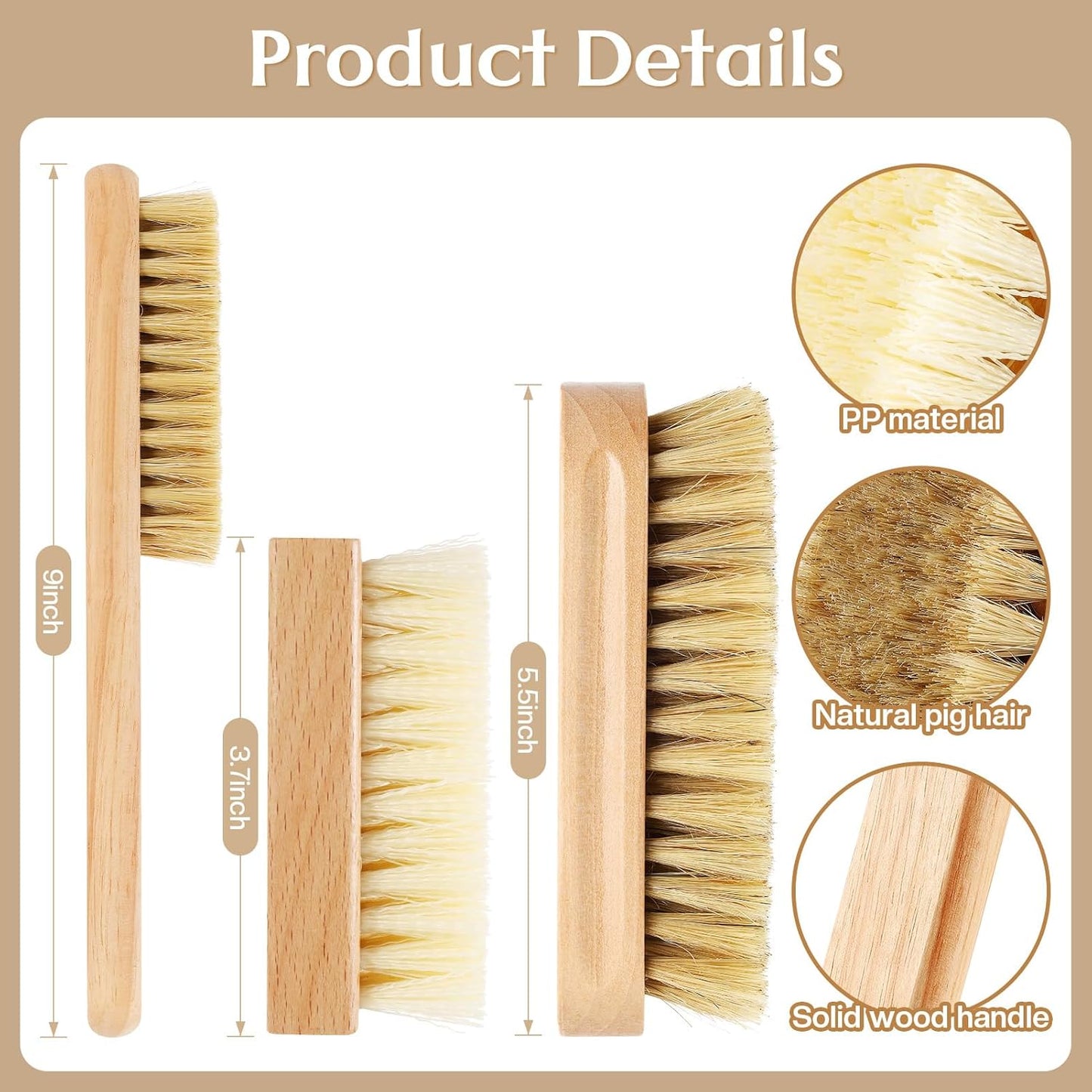 3 Pcs Wood Laundry Stain Brush Stain Remover Brushes with Boar Bristle Small Stain Brush for Clothes for Scrubbing Stains from Furniture Fabric Leather(3 Pcs F)