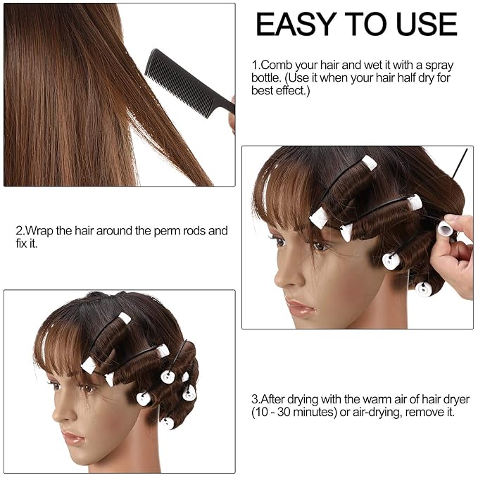 WILLBOND 60 Pcs Perm Rods for Long Hair Plastic Curl Rods Cold Wave Irons Curling Roller for Hair Styling Hairdressing Tools (0.63 Inch, White)