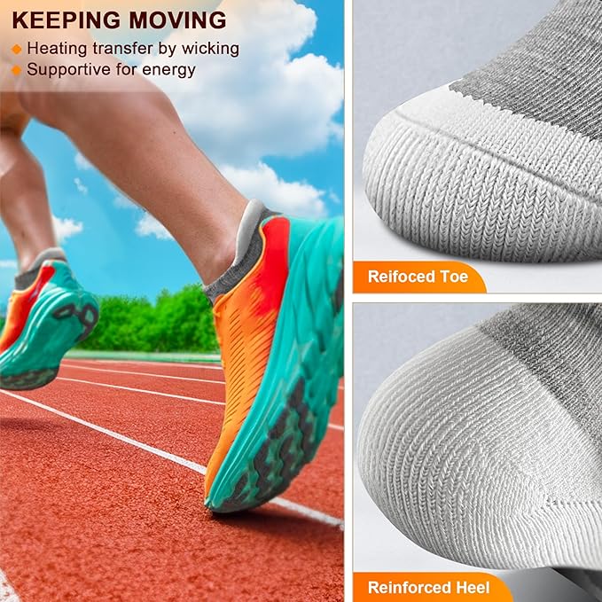 BULLIANT Men Running Socks 6Pairs-Ankle Athletic Socks Wicking Cushioned for Men Walking-Arch Compression Support