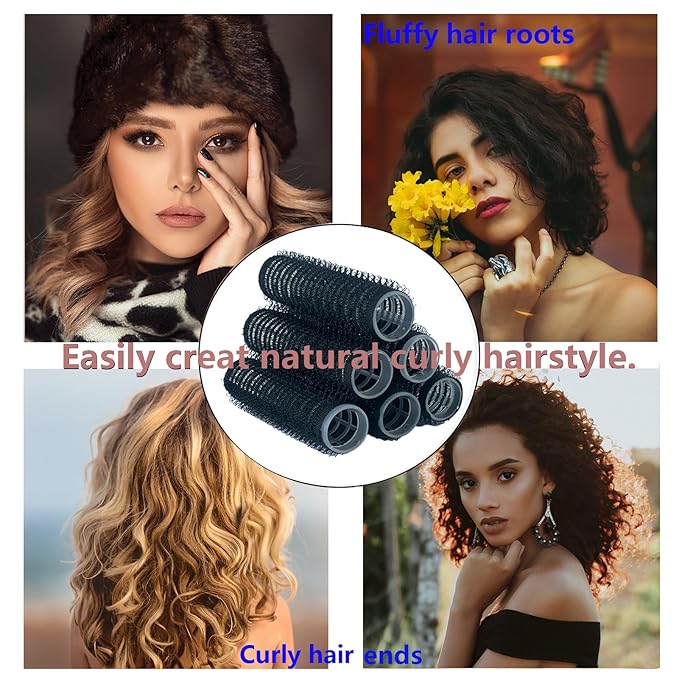 18PCS Self Grip Small Hair Curlers Heatless Roller Hair Curlers Pro Salon Hairdressing Curler DIY Curly Hairstyle Hair Rollers Tools Rat Tail Comb for Women Medium Short Hair(Black)