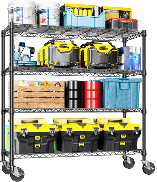 IZEUK 4-Tier Adjustable Heavy Duty Metal Storage Shelving Unit, Wide Utility Rack Organizer for Garage, Kitchen, Office, Basement, Warehouse (Black, 15.7" D x 33.5" W x 70.5" H)