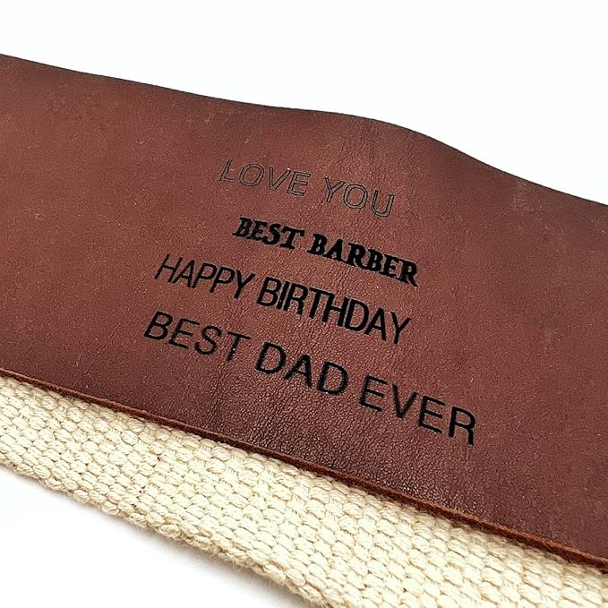 Razor Strop - Barber's Latigo Leather Straight Razor Strop. Dual Strap that will be a Great Addition for Any Straight Razor. PREMIUM LEATHER Strop for Sharpening. (Black Personalized)