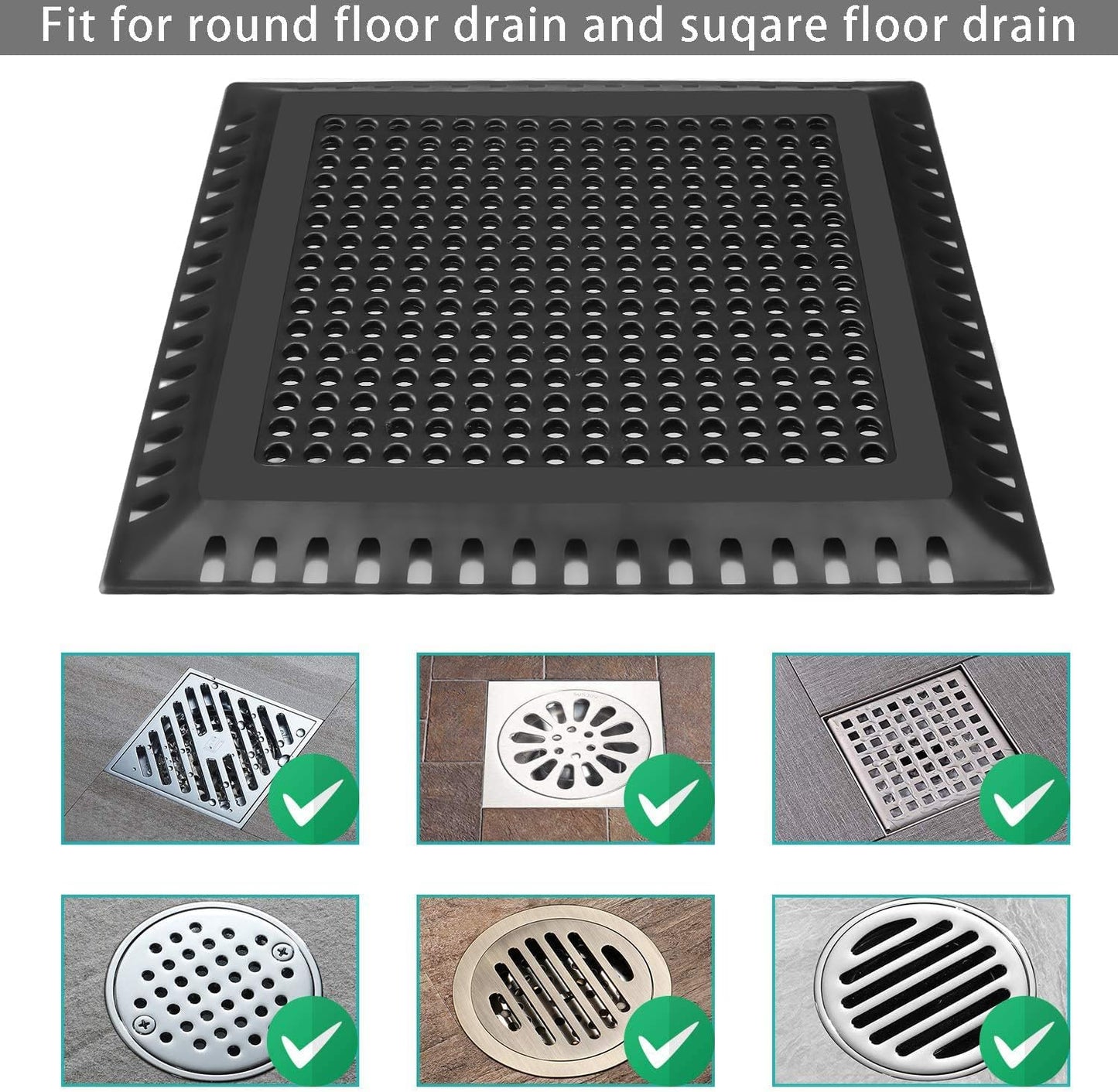 Hair Catcher/Drain Strainer/Shower Drain Cover for Bathroom Floor Drain, Stainless Steel and Silicone (4inch, Matte Black)