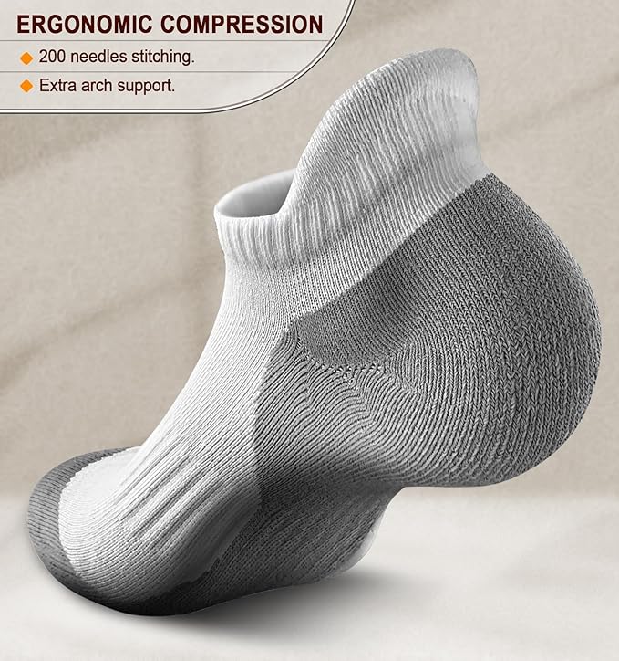 BULLIANT Men Running Socks 6Pairs-Ankle Athletic Socks Wicking Cushioned for Men Walking-Arch Compression Support