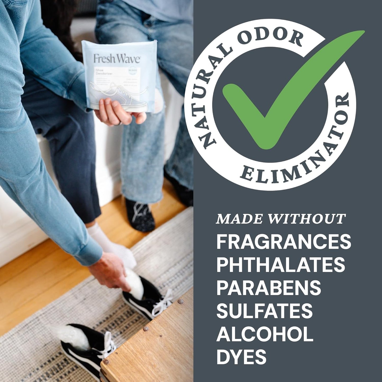 Fresh Wave Shoe Deodorizer, 1 Pack (2 Count) – Natural & Safe Shoe Freshener for All Types of Shoes, Long-Lasting and Reusable, Odor Eliminator for Strong Odor, Easy-to-Use Shoe Smell Remover