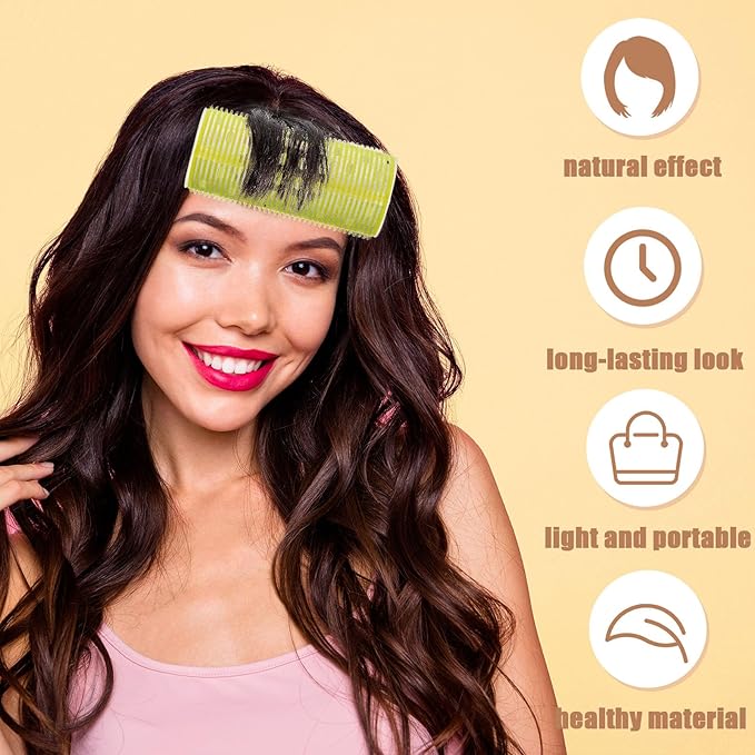 WILLBOND 4 Pcs Long Hair Rollers for Bangs Aluminum Core Curlers Thermal Self Grip Roller for Long and Medium Hair Women Hairstyle(4.7 x 2 Inch,Yellow)