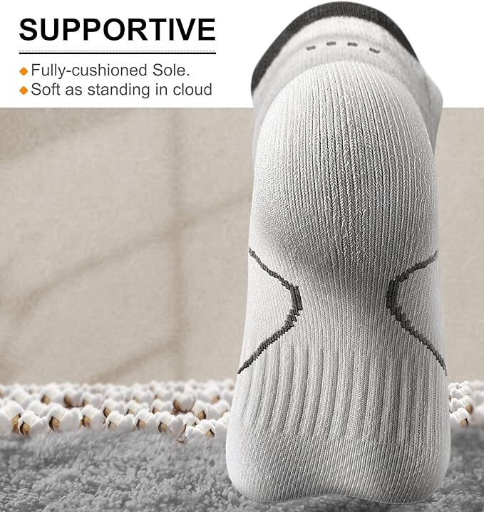 BULLIANT Men Running Socks 6Pairs-Ankle Athletic Socks Wicking Cushioned for Men Walking-Arch Compression Support