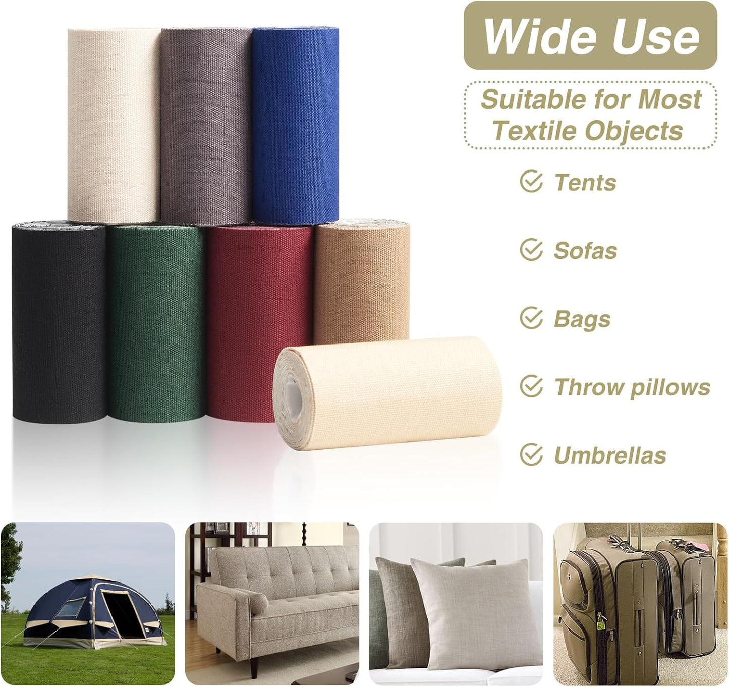 Canvas Repair Tape 4×70 Inch Waterproof Self-Adhesive Fabric Repair Patch for Repairing Boat Covers,Tents,Patio Umbrellas,Car Seats,Luggage,Sofas.(Dark Khaki)