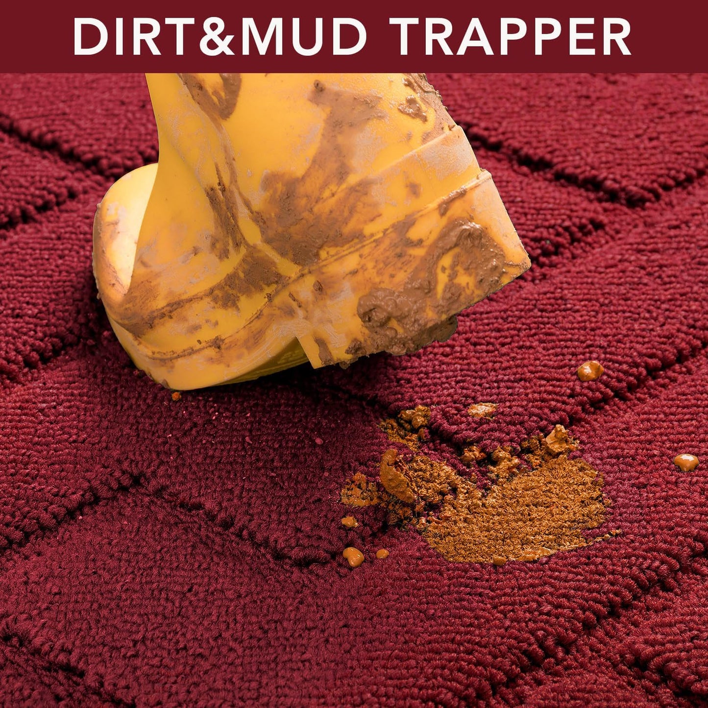 hicorfe Front Door Mat Outside Entrance,20"x31.5" Absorbent Muddy Dirt Resist Welcome Door Mats Outdoor Indoor,Stain and Fade Resistant,Non Slip Backing Entry Mat Doormat for Entryway(Red)